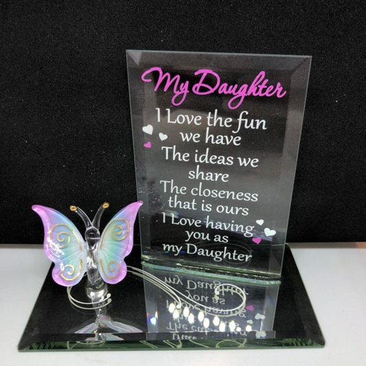 Handcrafted glass butterfly gift for daughter with gold accents