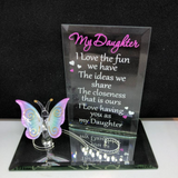 Daughter Glass Butterfly, My Daughter Gift, Handcrafted Butterfly Figurine, Gift for Daughter, Christmas gift, Birthday Gift