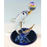 Glass Dolphin Figurine, Dolphin & Crystal Ball, Holiday Gifts for Him/Her, Handmade Figurine, Gifts for Mom, Art Decor