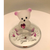 Pink Bear I Love You Mom, Bear Glass Figurine, Keepsake Gift, Home Decor, Glass Bear Decoration, Gift for Mom