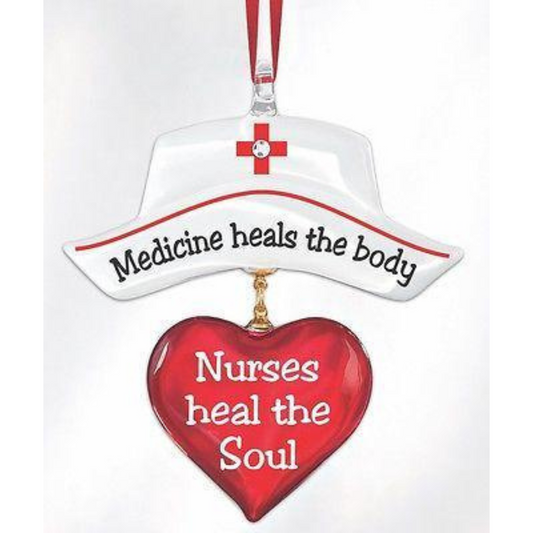 Nurse Ornament Glass Keepsake with Heartfelt Healing Message