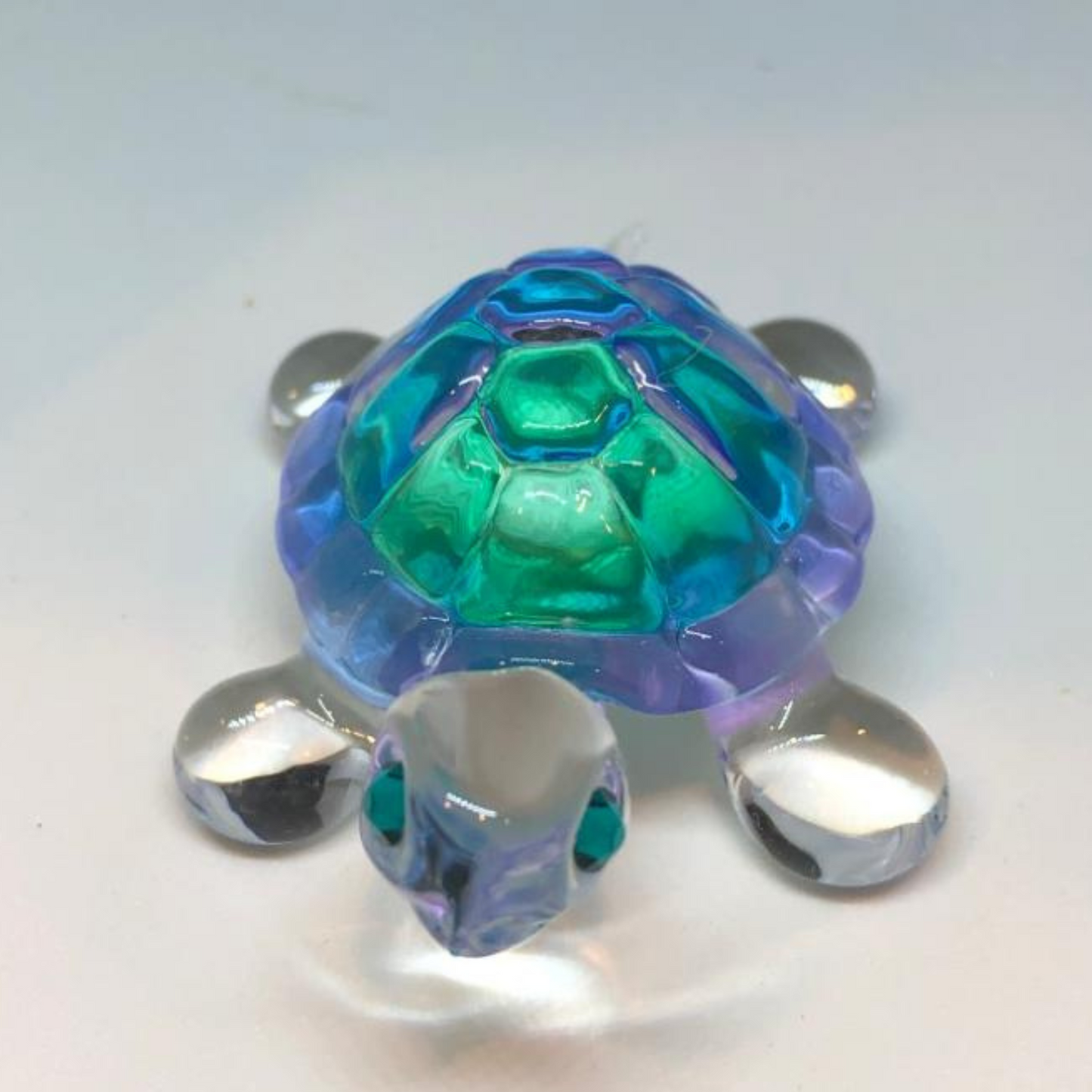 Blue Glass Turtle Figurine Handcrafted Gift & Home Decor