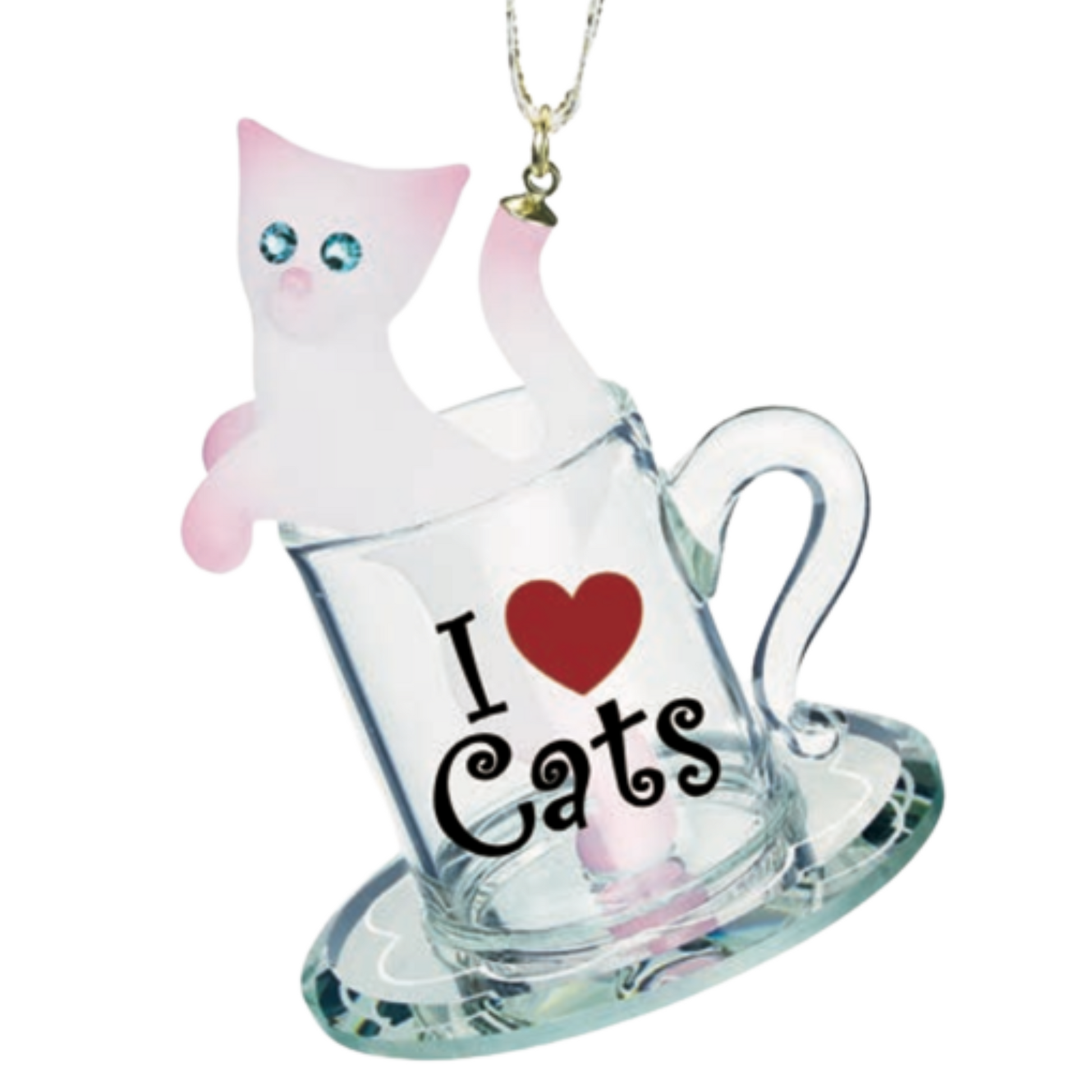 i love cats glass cat figurine ornament hanging cute cat lover gift decor