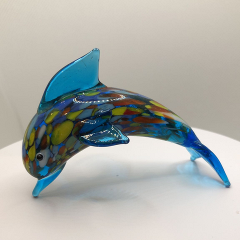 Handmade Blue Dolphin Figurine, Marine Life, Home Decor, Holiday Gifts