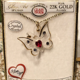 Handmade Butterfly Necklace with Red Crystal Heart