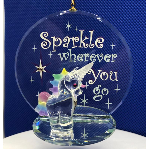 Unicorn Glass Ornament, Christmas Tree Hanging Ornament, Holiday Gift Idea, Home Decor