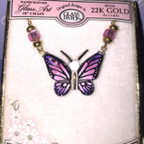 Handmade Purple Butterfly Necklace Charm Jewelry Necklace Gift