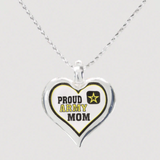 Proud Army Mom Necklace Heart Pendant Gift for Military Mom Support
