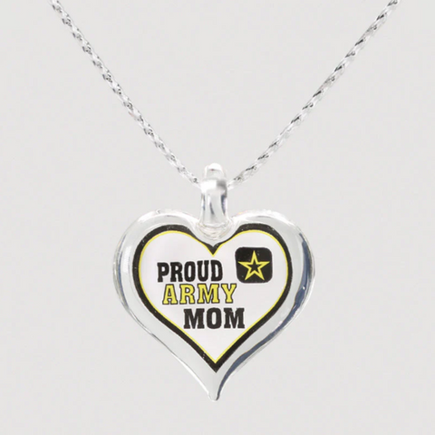 Proud Army Mom, Army Soldier Necklace, Heart Necklace Gift for Mom