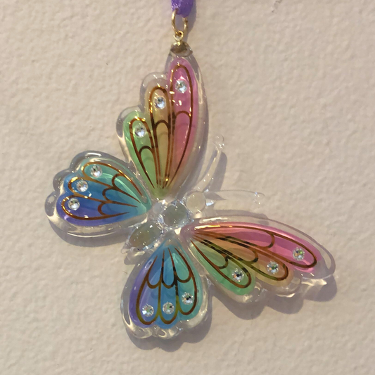 Handcrafted Glass Pastel Butterfly Sun Catcher Ornament