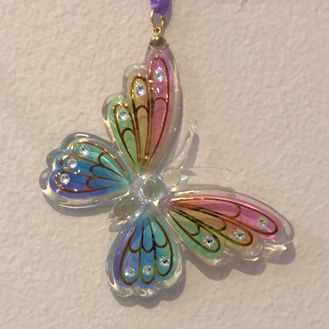 Handcrafted Glass Pastel Butterfly Sun Catcher Ornament