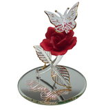 Crystals Butterfly and Red Rose, I Love You, Handcrafted Butterfly Figurine, Flower-Gift for her, Anniversary Gift