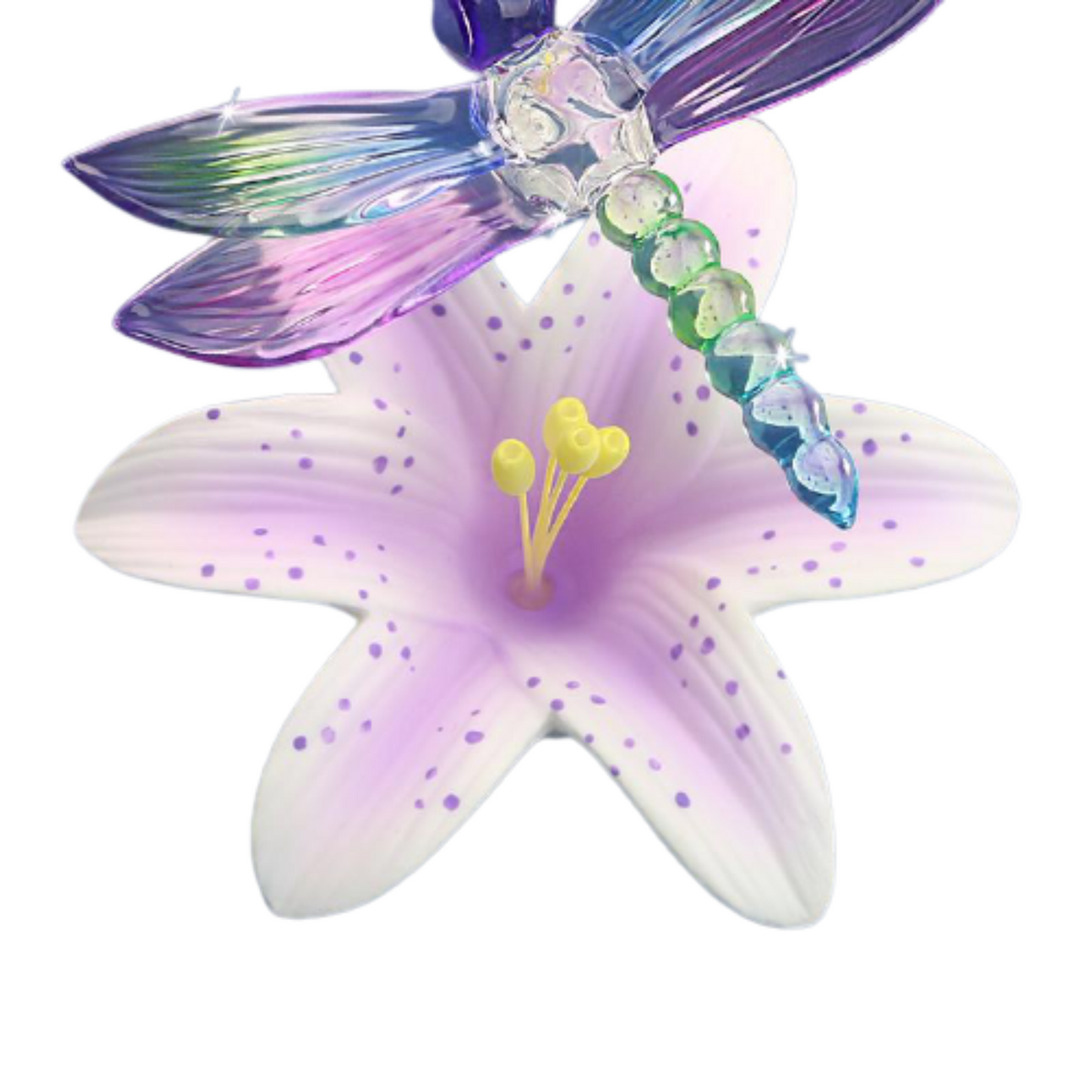Dragonfly Lily Glass Figurine Gift for Her Floral Decor Garden Decor Dragonfly Collectible