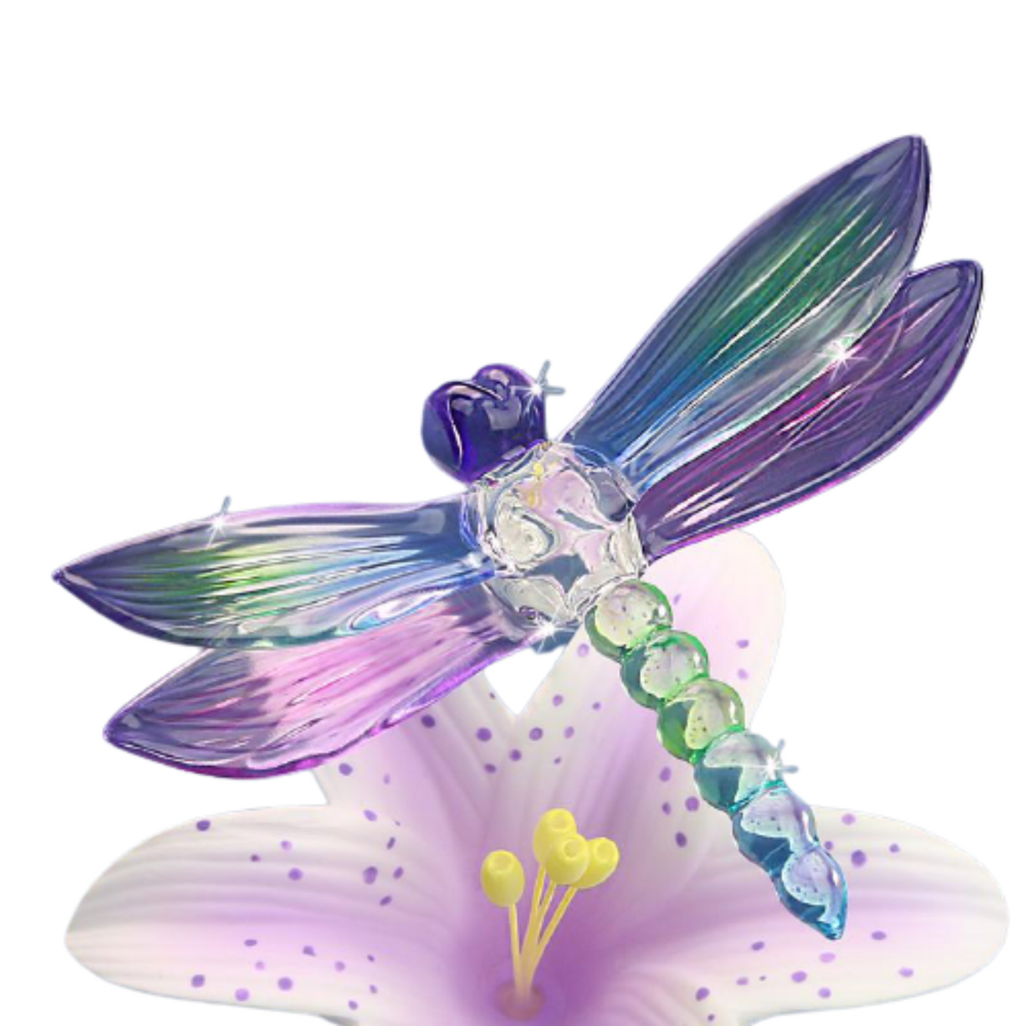 Dragonfly Lily Glass Figurine Gift for Her Floral Decor Garden Decor Dragonfly Collectible