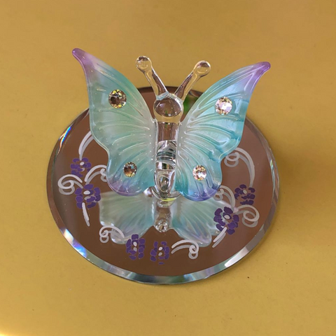 Blue Butterfly Figurine Handmade Glass Butterfly, Mother’s Day, Holiday Gift, Home Décor