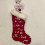 Christmas Stocking with Mouse Ornament, Holiday Decor, Hanging Ornament, Home Decor