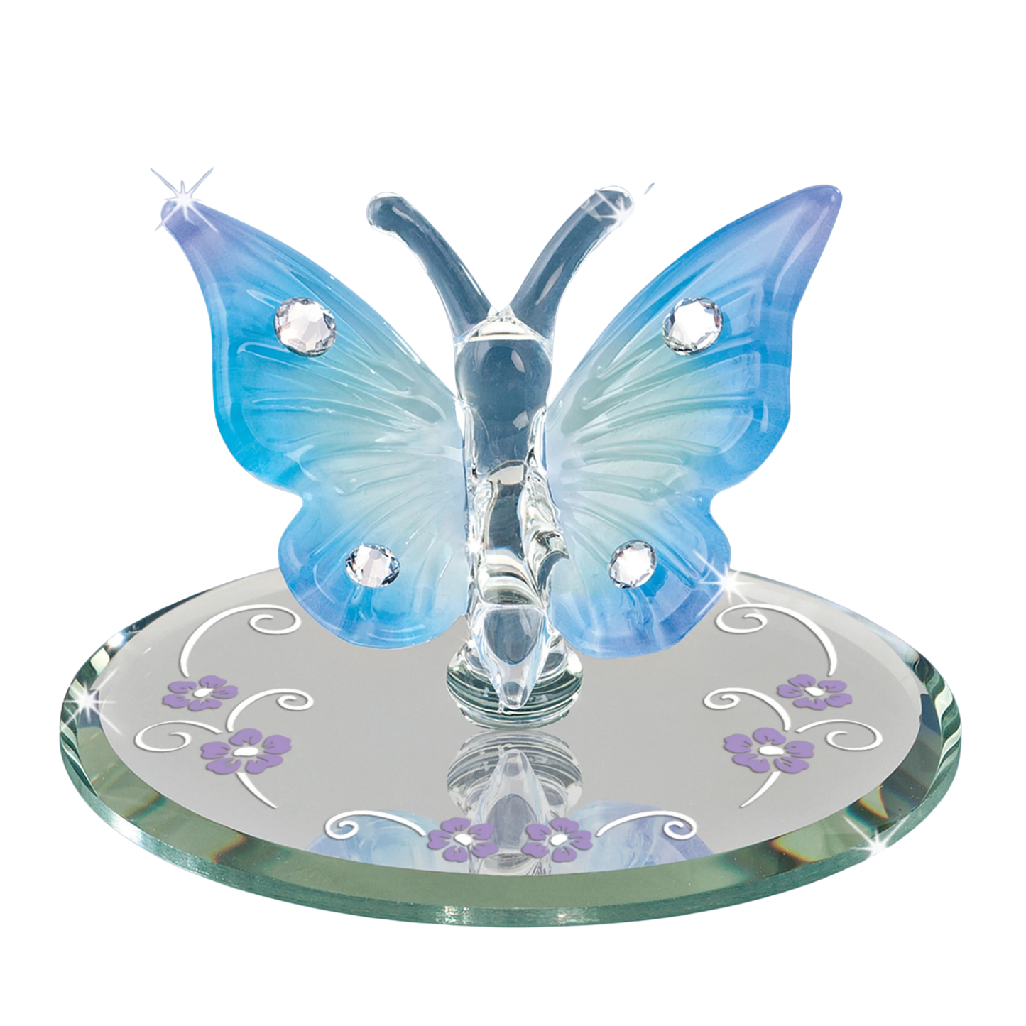 small glass butterfly figurine with pastel wings on decorative base gift for her