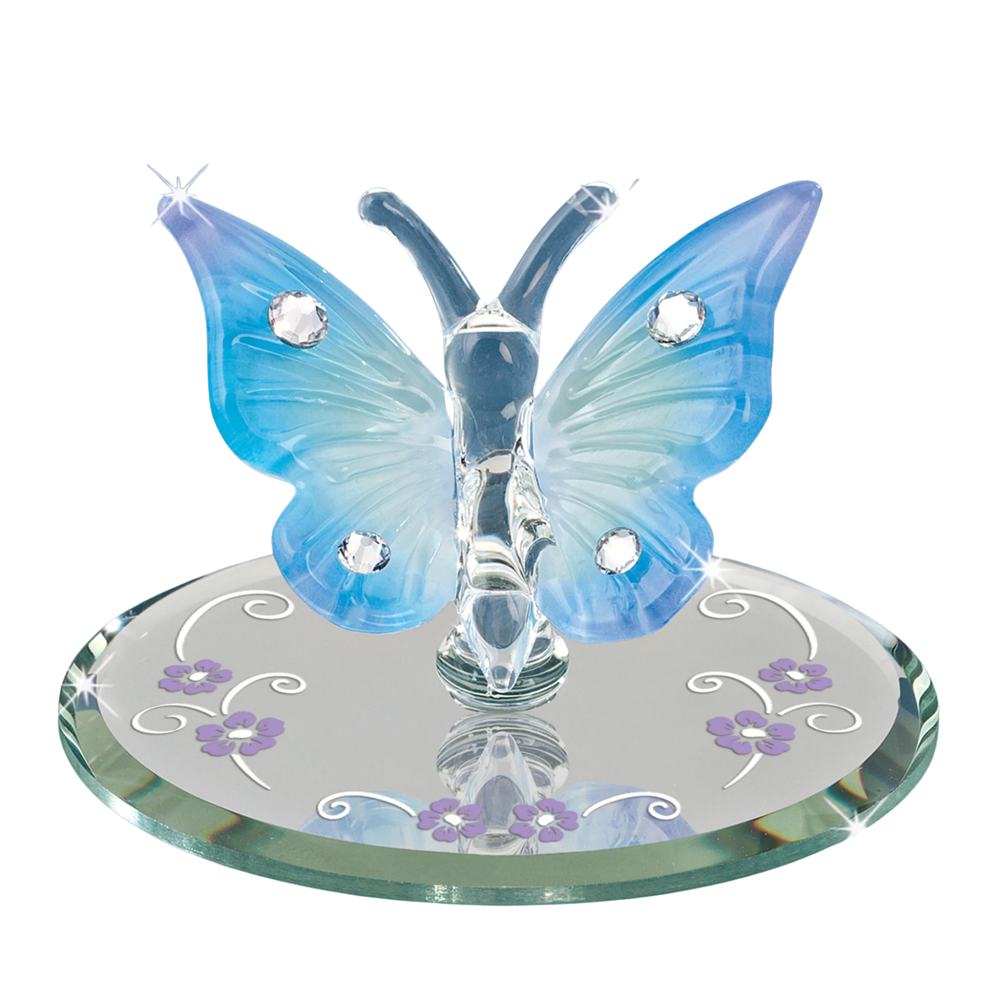 small glass butterfly figurine with pastel wings on decorative base gift for her
