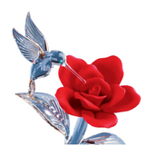 Glass Hummingbird Figurine, Hummingbird and Rose, Bird Decor Statue, Home Garden Decorations, Gift for Her, Mom, Women