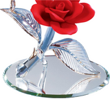 Glass Hummingbird Figurine, Hummingbird and Rose, Bird Decor Statue, Home Garden Decorations, Gift for Her, Mom, Women