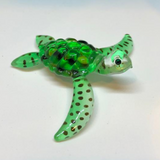 Sea Turtle Figurine, Handcrafted Glass Green Turtle, Crystals Turtle, Gift for Him/Her, Mom, Home Decor