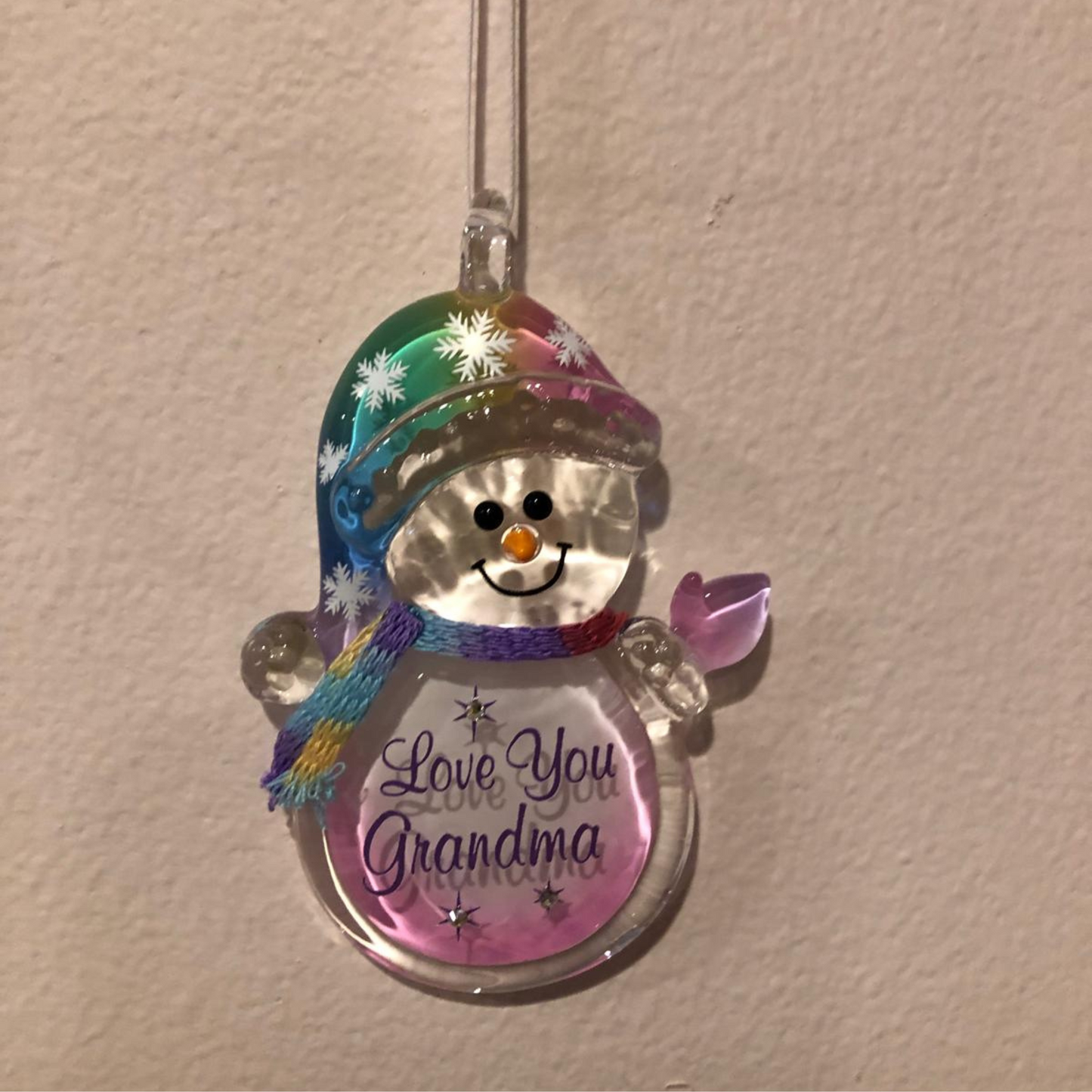 Love You Grandma Snowman Ornament Handcrafted Glass Christmas Gift for Grandma