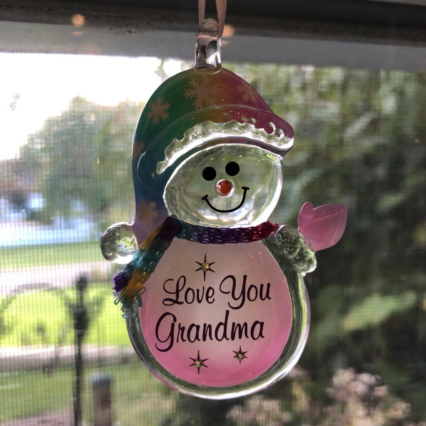 Love You Grandma Snowman Ornament Handcrafted Glass Christmas Gift for Grandma