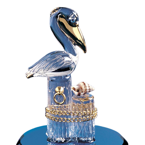 Glass Pelican Figurine, Handcrafted Pelican on Piling, Home Decoration, Christmas Gift