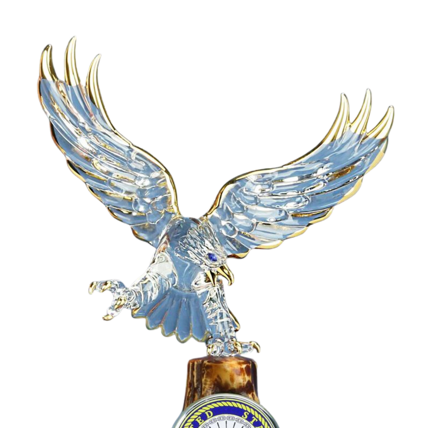 U.S. Navy Eagle Figurine – Handcrafted Military Gift with Crystals & 22K Gold