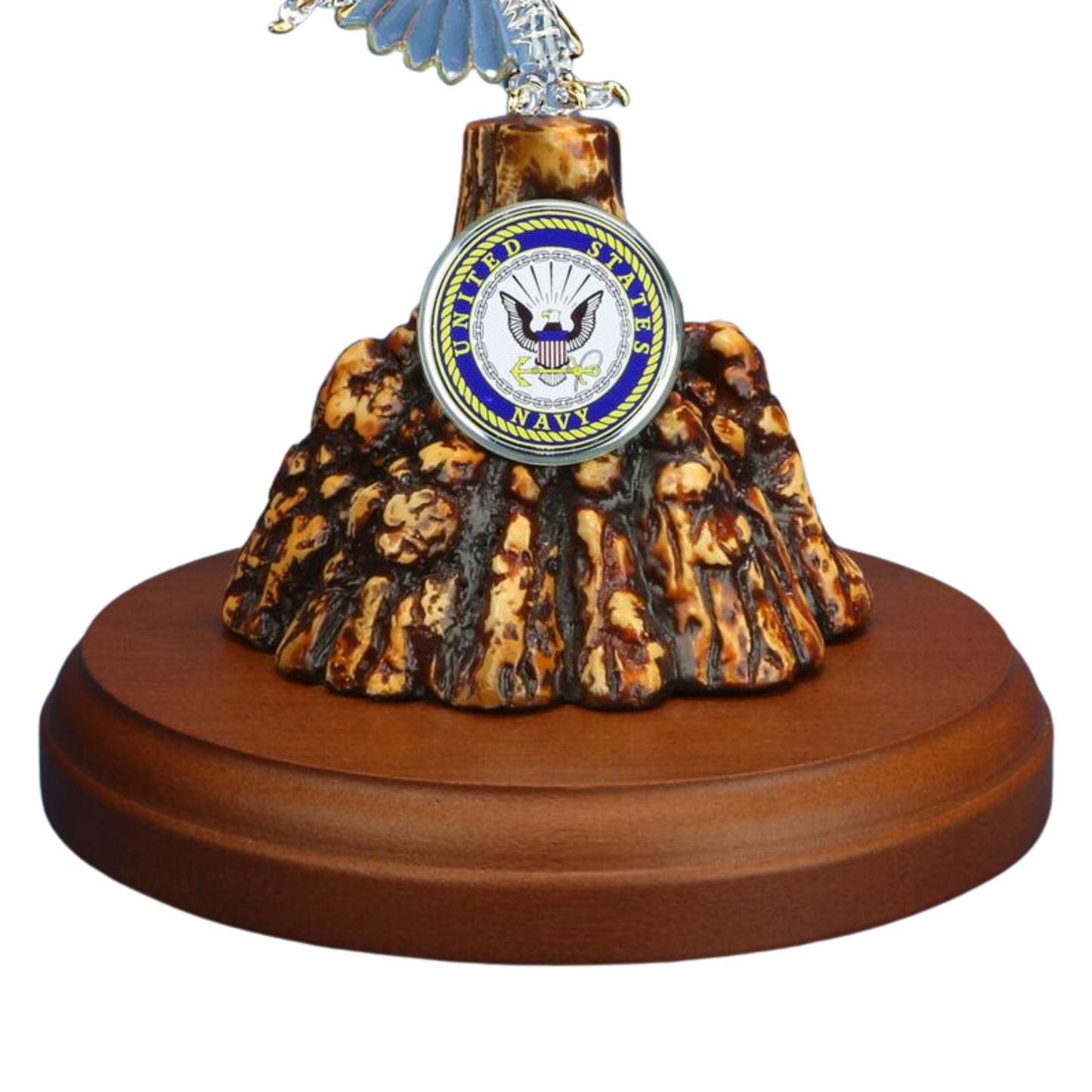 U.S. Navy Eagle Figurine – Handcrafted Military Gift with Crystals & 22K Gold