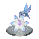 Hummingbird Figurine, Glass Hummingbird & Blue Lily Statue, Hummingbird Gift, Christmas Gift, Hummingbird Gifts for Her, Women