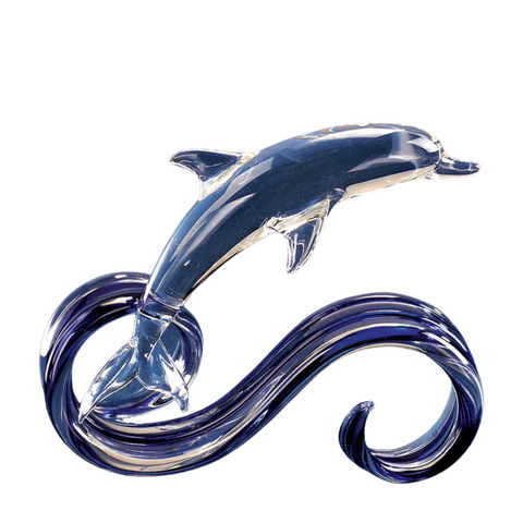 Handcrafted Dolphin Figurine, Blue Wave Dolphin, Marine Life Decor, Holiday Gift