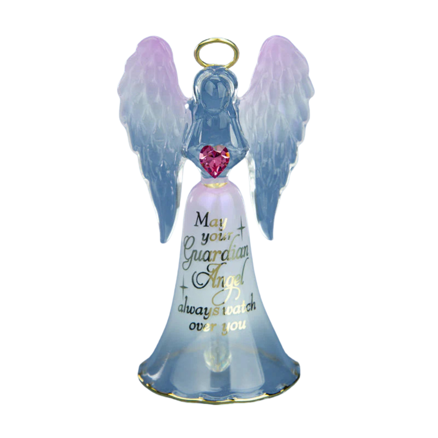 Guardian Angel Bell Figurine | Glass Angel Faith Gift Décor