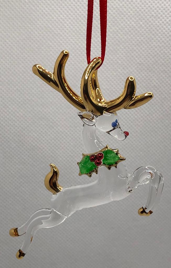 Glass Reindeer Ornament, Hanging Ornament, Handcrafted Christmas Gift, Family Home Decor