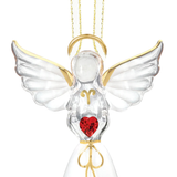 Angel with Red Crystal Heart Ornament | Inspirational Glass Gift Décor