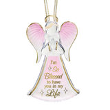 Handcrafted glass angel décor with inspirational message