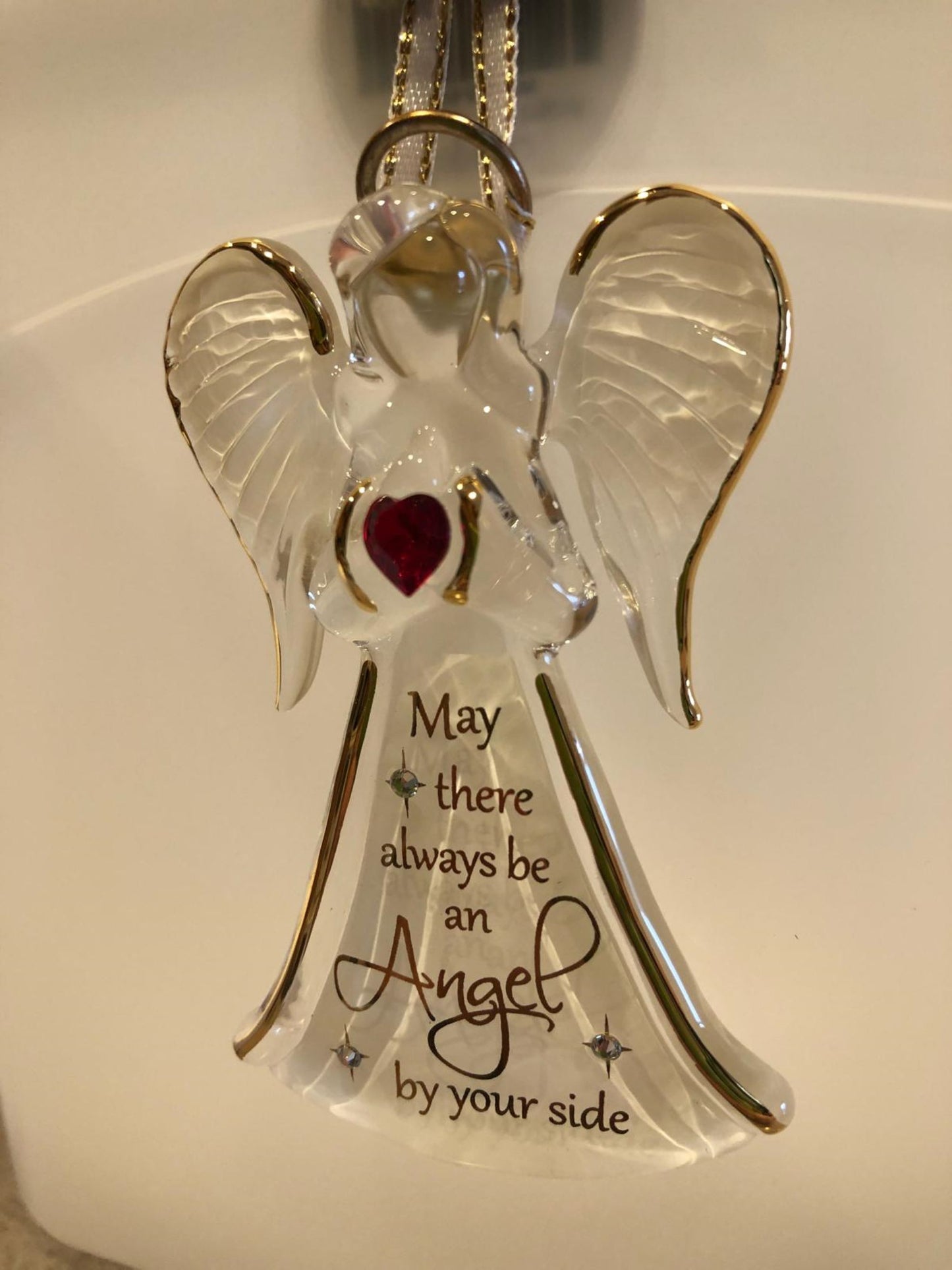 Angel by Your Side Glass Ornament | Handcrafted Angel with Crystal Heart