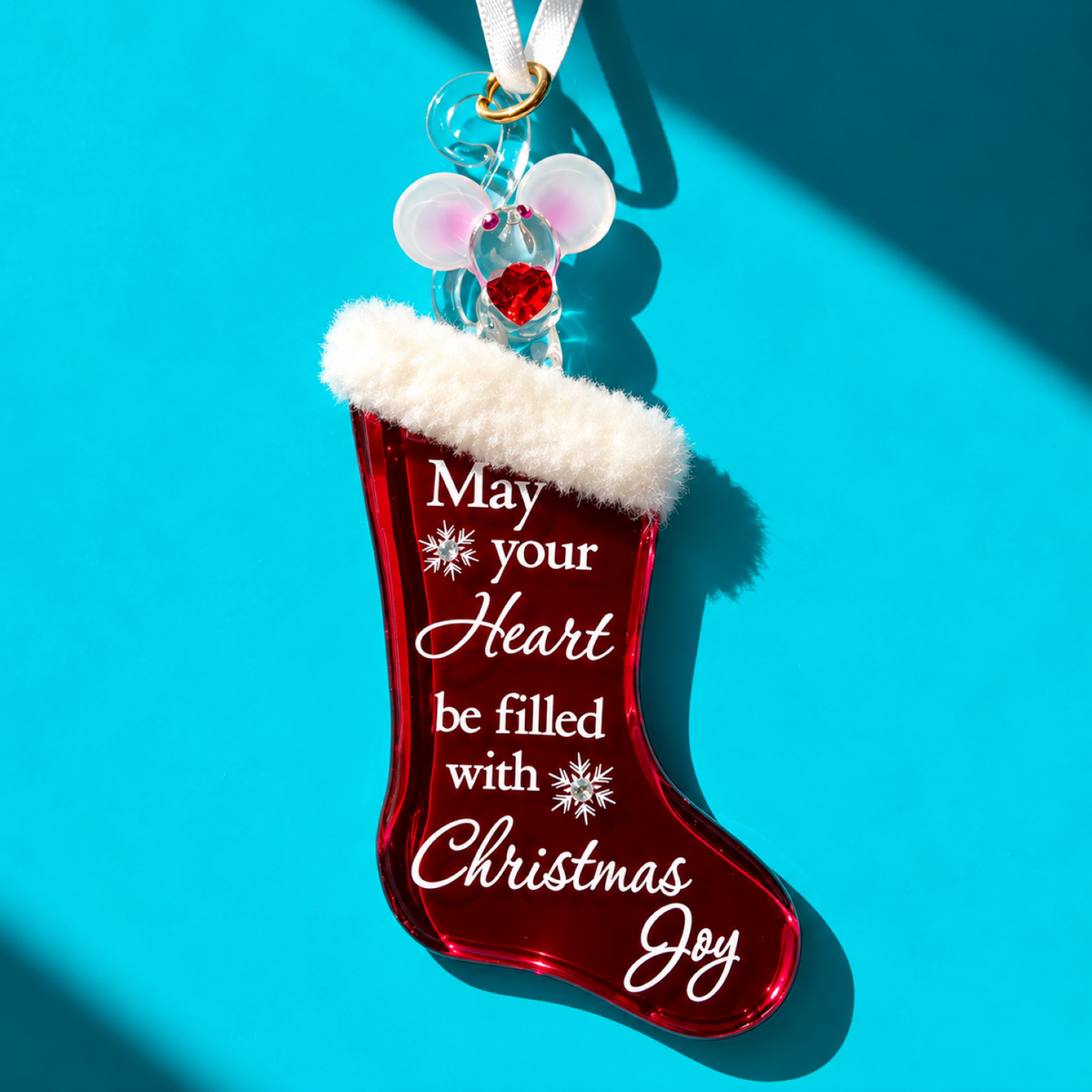 Christmas Stocking Ornament Gift Holiday Decor Joy Message Tree Decoration
