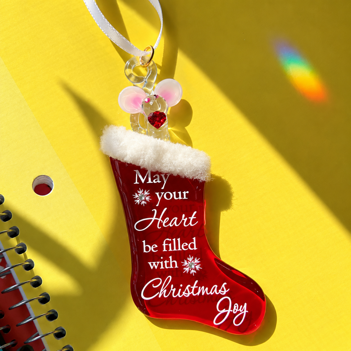 Christmas Stocking Ornament Gift Holiday Decor Joy Message Tree Decoration