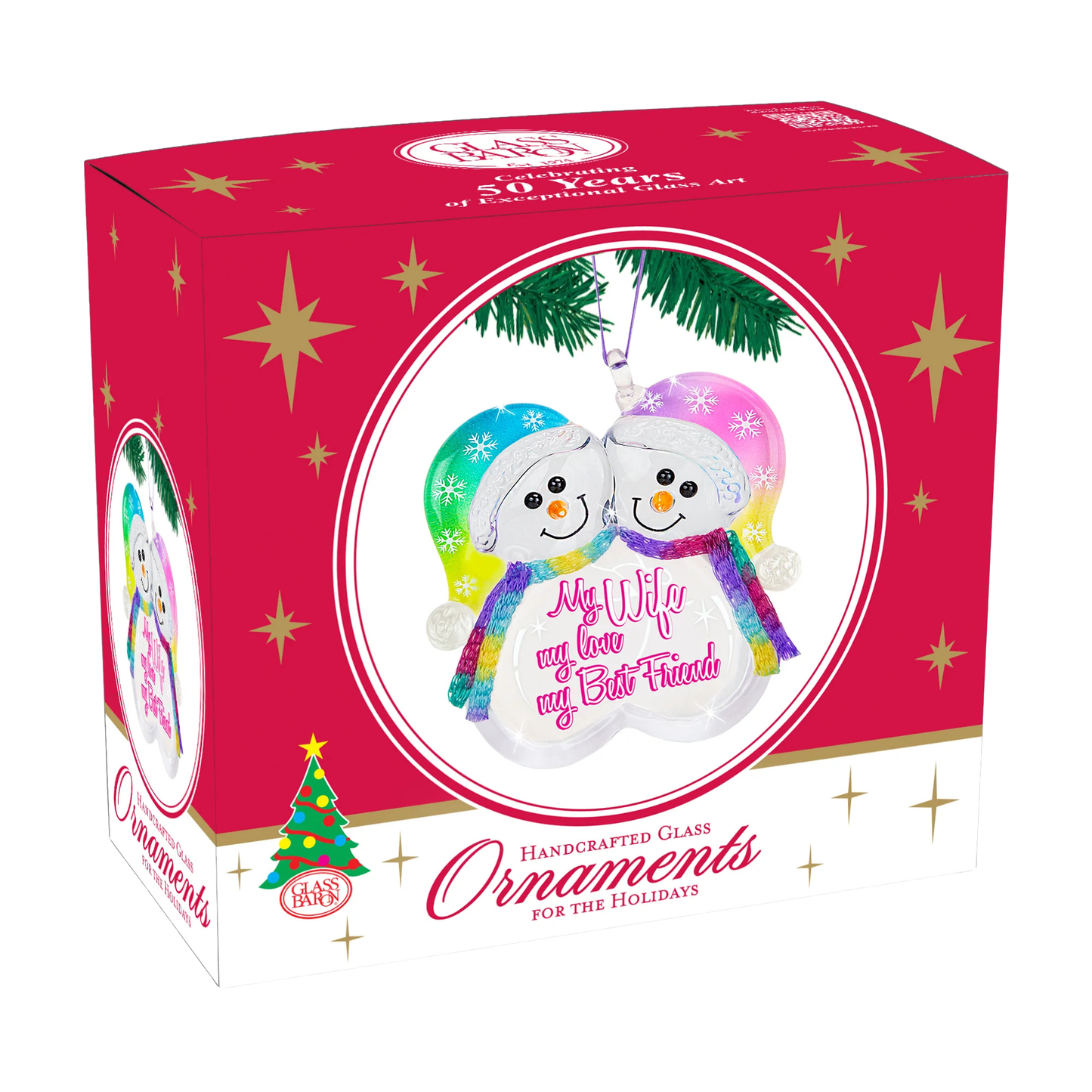 Snow Couple Ornament | Glass Winter Display Collectible Décor