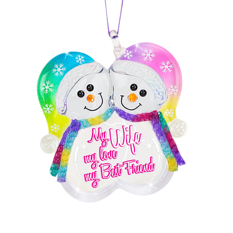 Snow couple collectible ornament for holiday displays