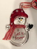 Christmas Ornament Handmade Snowman " Let it Snow " Hanging Ornament Holiday Home Decor