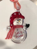 Christmas Ornament Handmade Snowman " Let it Snow " Hanging Ornament Holiday Home Decor