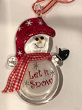 Christmas Ornament Handmade Snowman " Let it Snow " Hanging Ornament Holiday Home Decor