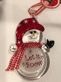 Christmas Ornament Handmade Snowman " Let it Snow " Hanging Ornament Holiday Home Decor