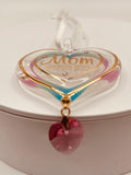 Love You Mom” Heart Ornament | Mother Gift Keepsake with Crystals