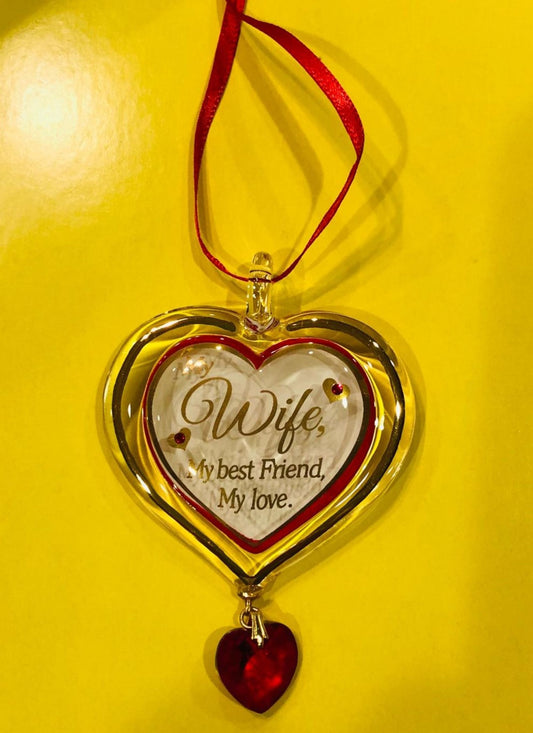 Heart Ornament for My Wife, Handmade Holiday Ornament, Christmas Decor Gift