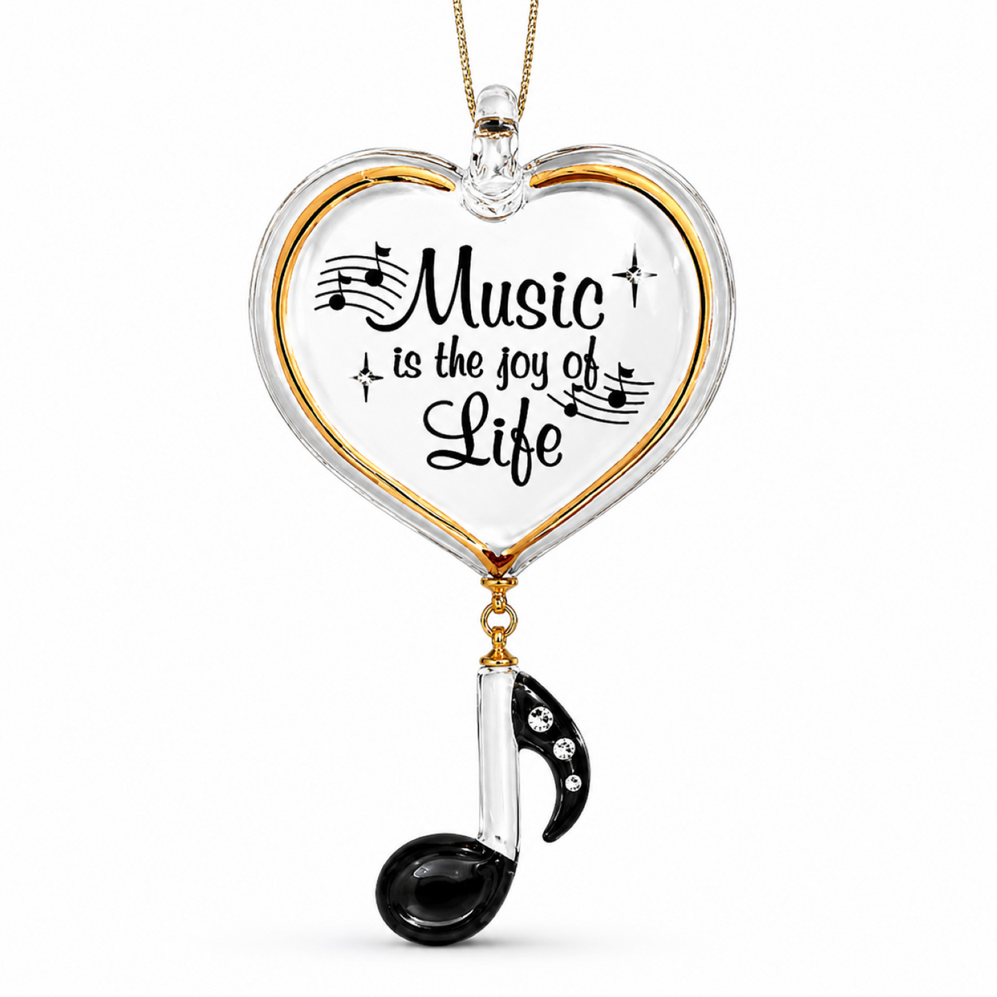 Music Ornament Heart Glass Gift Musician Piano Teacher Choir Band Christmas Decor Collectible