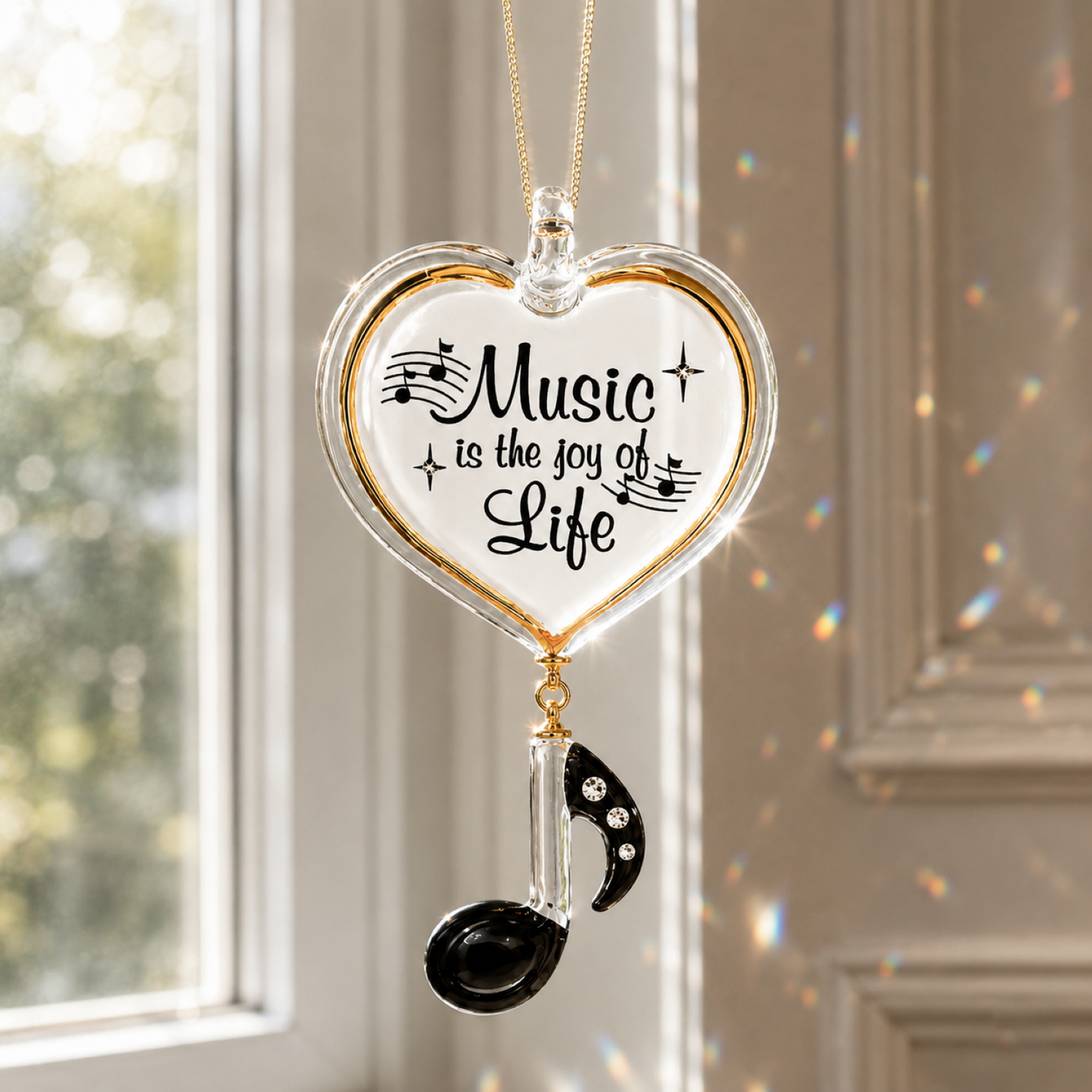 Music Ornament Heart Glass Gift Musician Piano Teacher Choir Band Christmas Decor Collectible