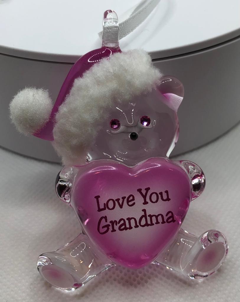 Glass Baron Ornament Bear Love You Grandma